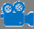 A blue camera with a black background

Description automatically generated