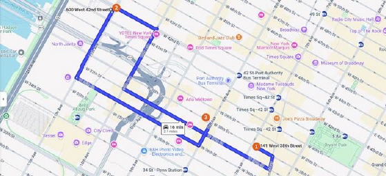 A map with blue lines and orange dots

Description automatically generated