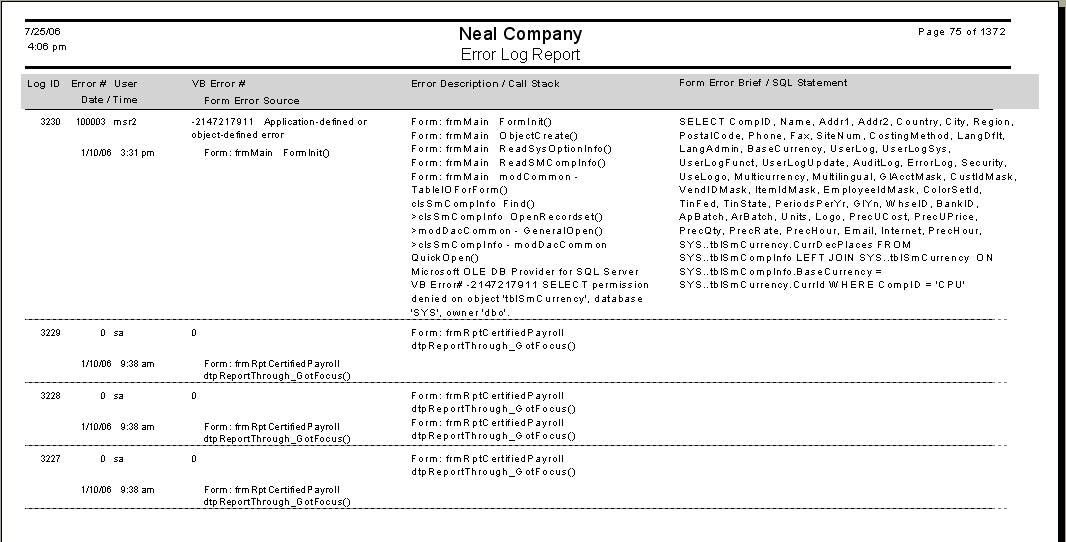 System.Reports.Log_ErrorExample